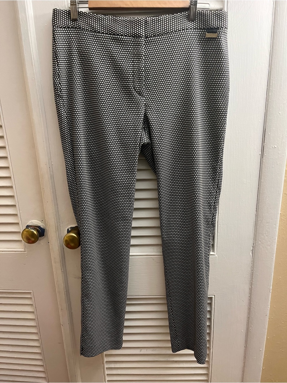 Calvin Klein Women's Diamond Pattern Straight Leg Pants Black White. Size 10